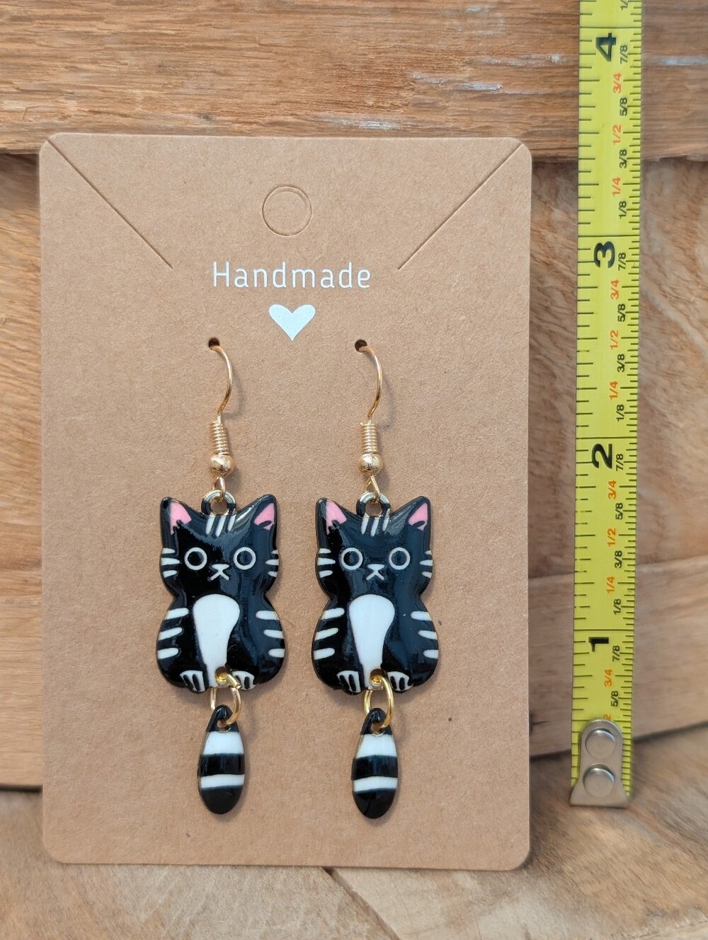Cat Enamel Metal Earrings NEW